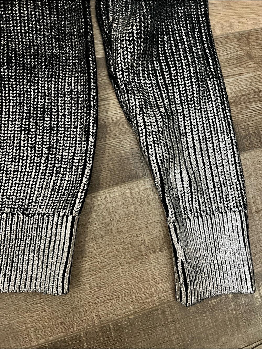 Women's Ombre Black-to-silver Crewneck Hoodie Sweater Sz S - Picture 6 of 7
